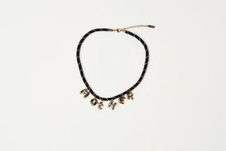 Mother Bubble Cord Necklace - Black/Gold