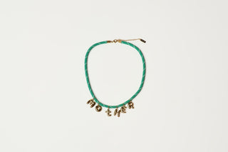 Mother Bubble Cord Necklace - Green/Gold