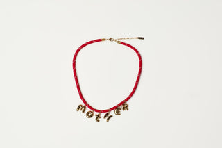 Mother Bubble Cord Necklace - Red/Gold