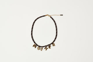 Mother Bubble Cord Necklace - Brown/Gold