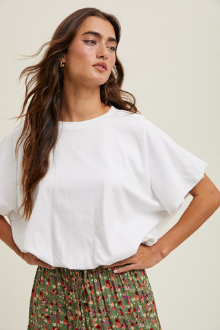 Cloud Nine Bubble Hem Top White by Penn and Pearl