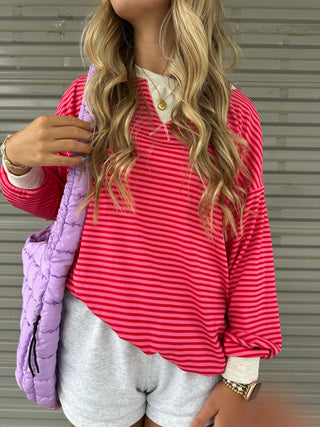 Contrast Ribbed Stripe Sweatshirt