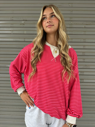 Contrast Ribbed Stripe Sweatshirt