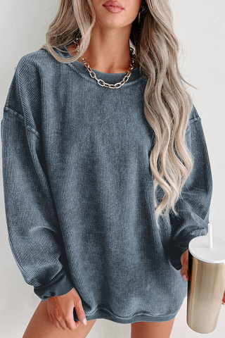 Sundown Washed Ribbed Pullover Blue by Penn + Pearl
