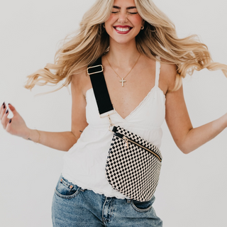 Westlyn Woven Bum Bag (Black Checkered)